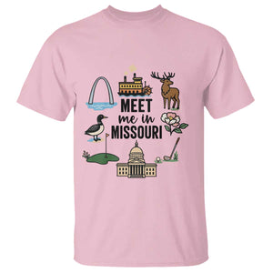 Meet Me in Missouri State Map Souvenir T Shirt TS14 Light Pink Print Your Wear