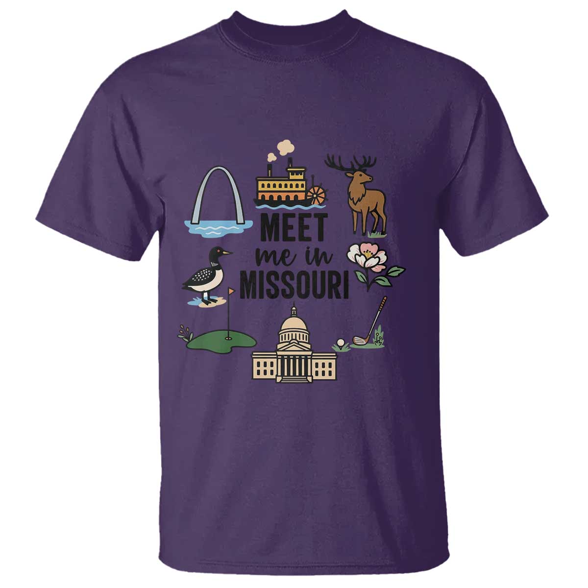Meet Me in Missouri State Map Souvenir T Shirt TS14 Purple Print Your Wear