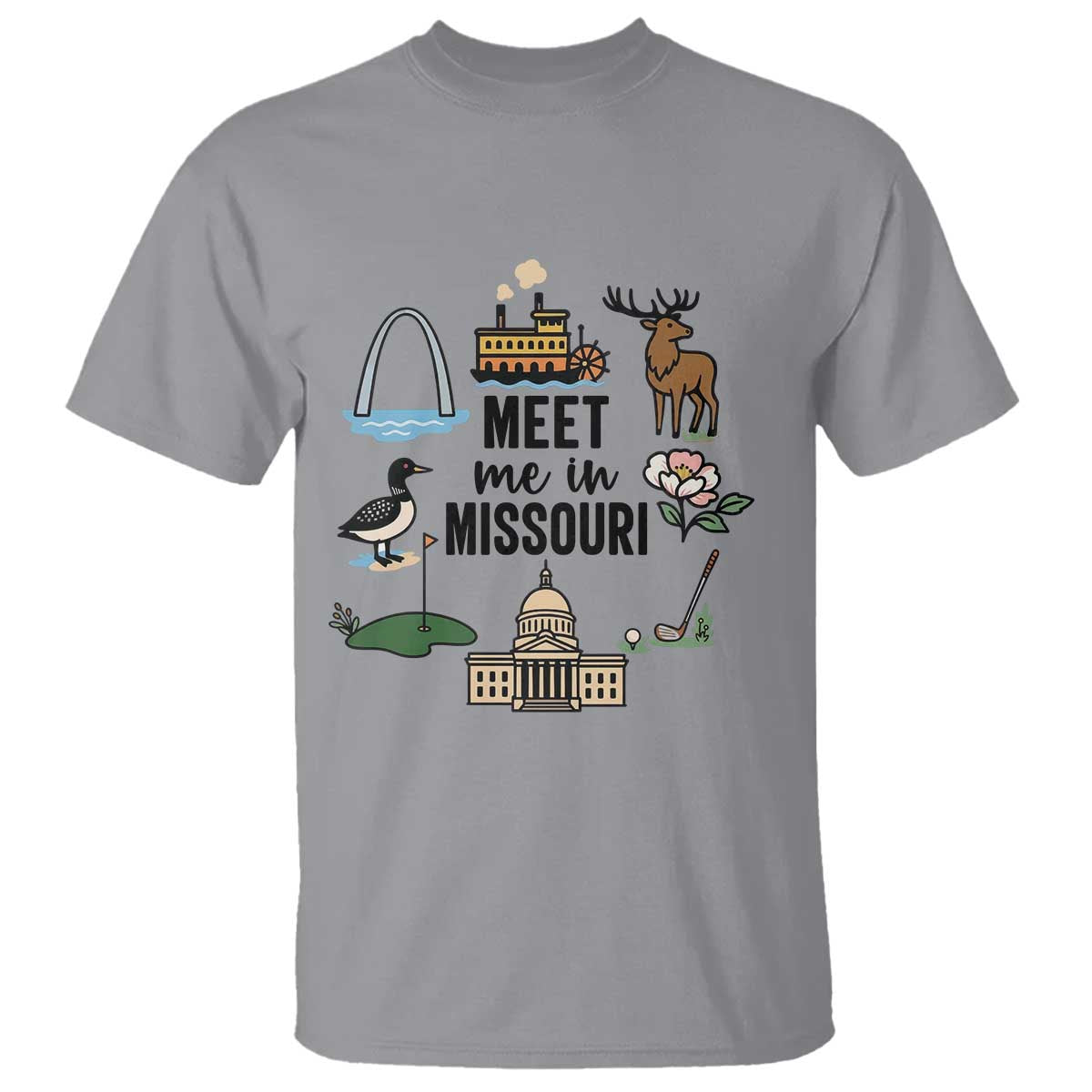 Meet Me in Missouri State Map Souvenir T Shirt TS14 Sport Gray Print Your Wear