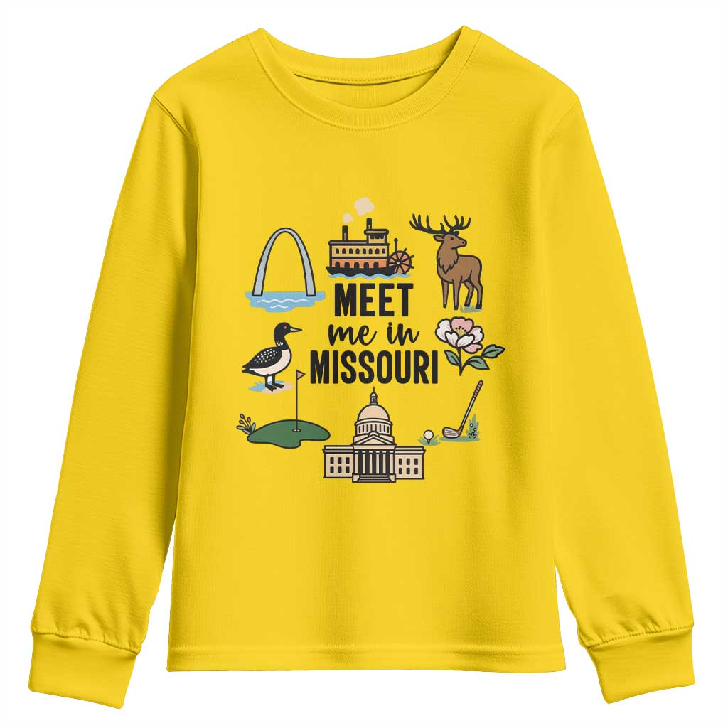Meet Me in Missouri State Map Souvenir Youth Sweatshirt TS14 Daisy Print Your Wear