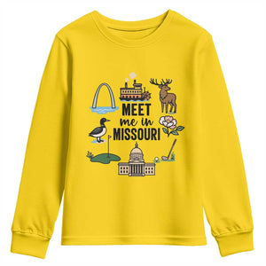 Meet Me in Missouri State Map Souvenir Youth Sweatshirt TS14 Daisy Print Your Wear