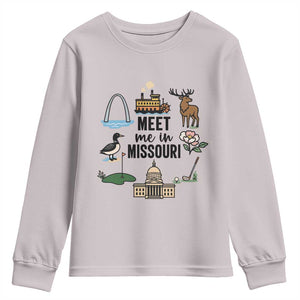 Meet Me in Missouri State Map Souvenir Youth Sweatshirt TS14 Ice Gray Print Your Wear