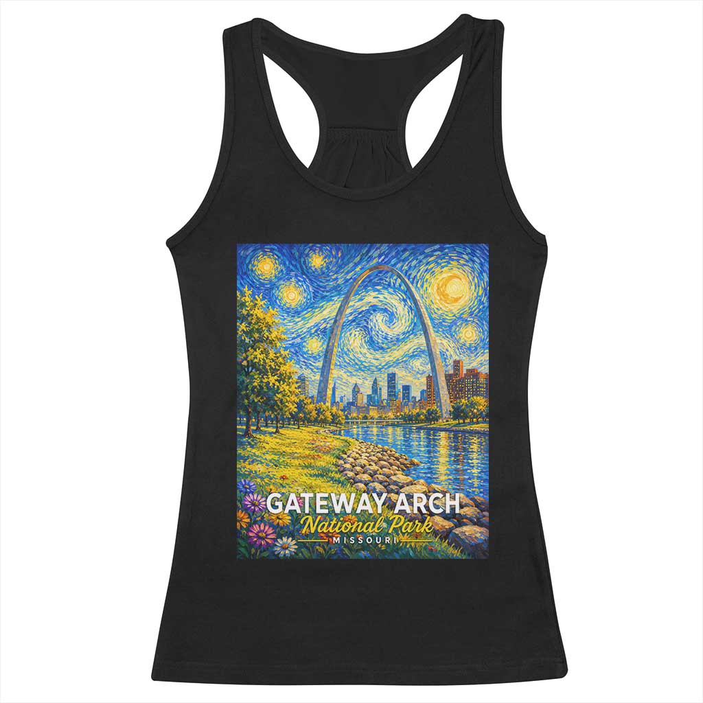 Gateway Arch National Park Van Gogh Style Starry Night Racerback Tank Top St Louis Missouri Travel Souvenir Gift TS14 Black Print Your Wear