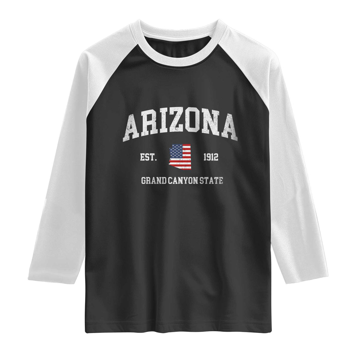 Arizona Grand Canyon State America USA Souvenir Raglan Shirt TS14 Black White Print Your Wear