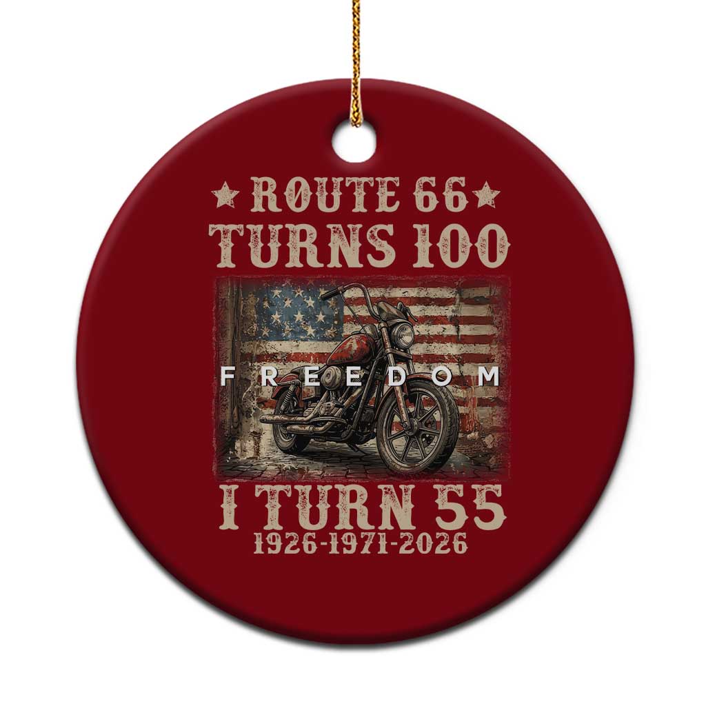 Route Highway 66 Turns 100 I Turn 55 Ceramic Ornament Vintage 1971 American Freedom Motorcycle Lover 55th Birthday Gift TS14 1pc Red Print Your Wear