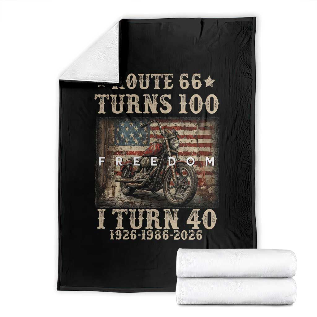 Route Highway 66 Turns 100 I Turn 40 Throw Blanket Vintage 1986 American Freedom Motorcycle Lover 40th Birthday Gift TS14 Black Print Your Wear