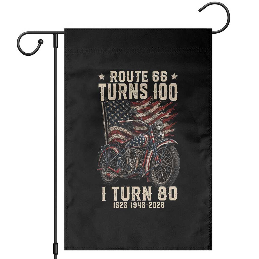 Route Highway 66 Turns 100 I Turn 80 Garden Flag Vintage 1946 American Classic V-Twin Motorcycle Lover 80th Birthday Gift TS14 Black Print Your Wear