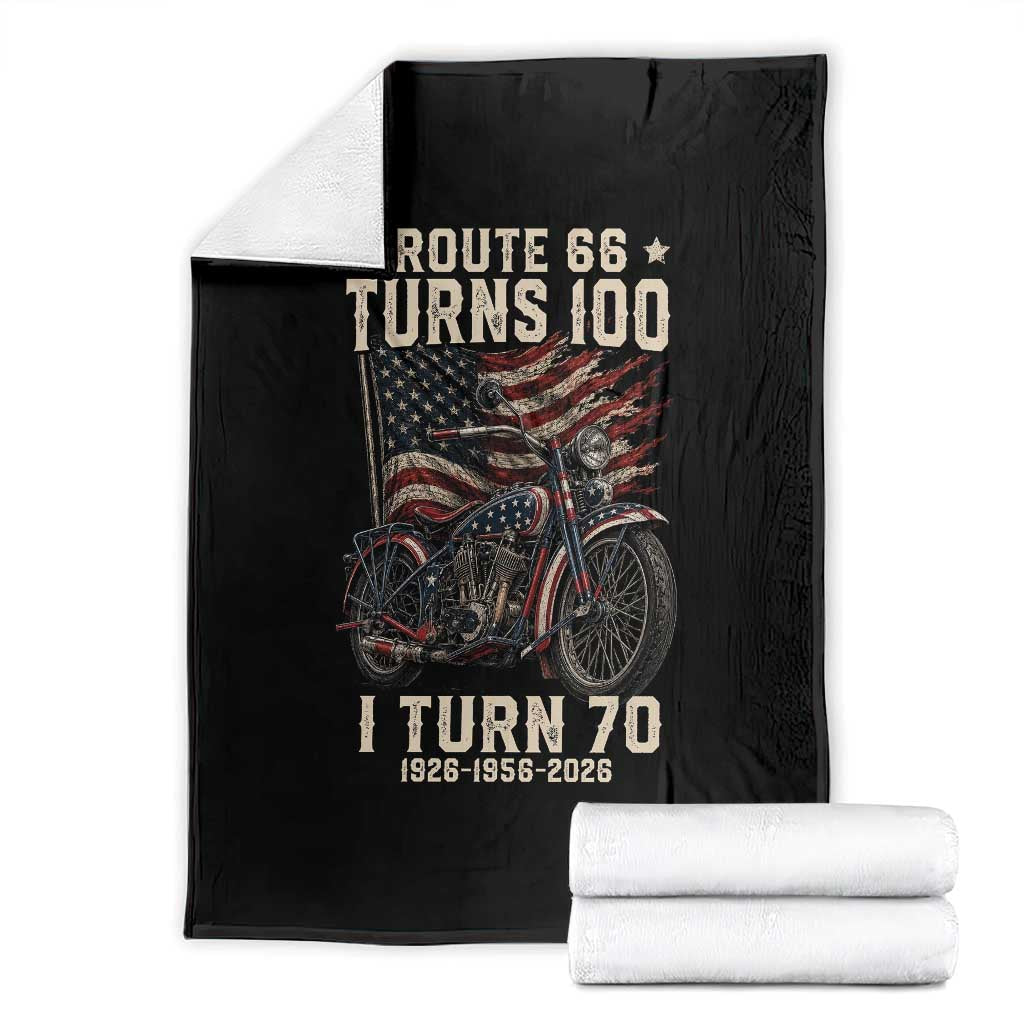 Route Highway 66 Turns 100 I Turn 70 Throw Blanket Vintage 1956 American Classic V-Twin Motorcycle Lover 70th Birthday Gift TS14 Black Print Your Wear