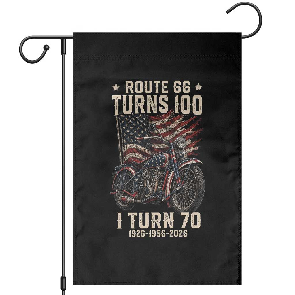 Route Highway 66 Turns 100 I Turn 70 Garden Flag Vintage 1956 American Classic V-Twin Motorcycle Lover 70th Birthday Gift TS14 Black Print Your Wear