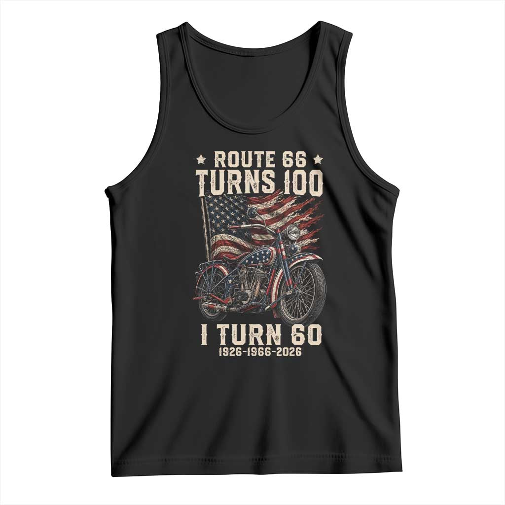 Route Highway 66 Turns 100 I Turn 60 Tank Top Vintage 1966 American Classic V-Twin Motorcycle Lover 60th Birthday Gift TS14 Black Print Your Wear