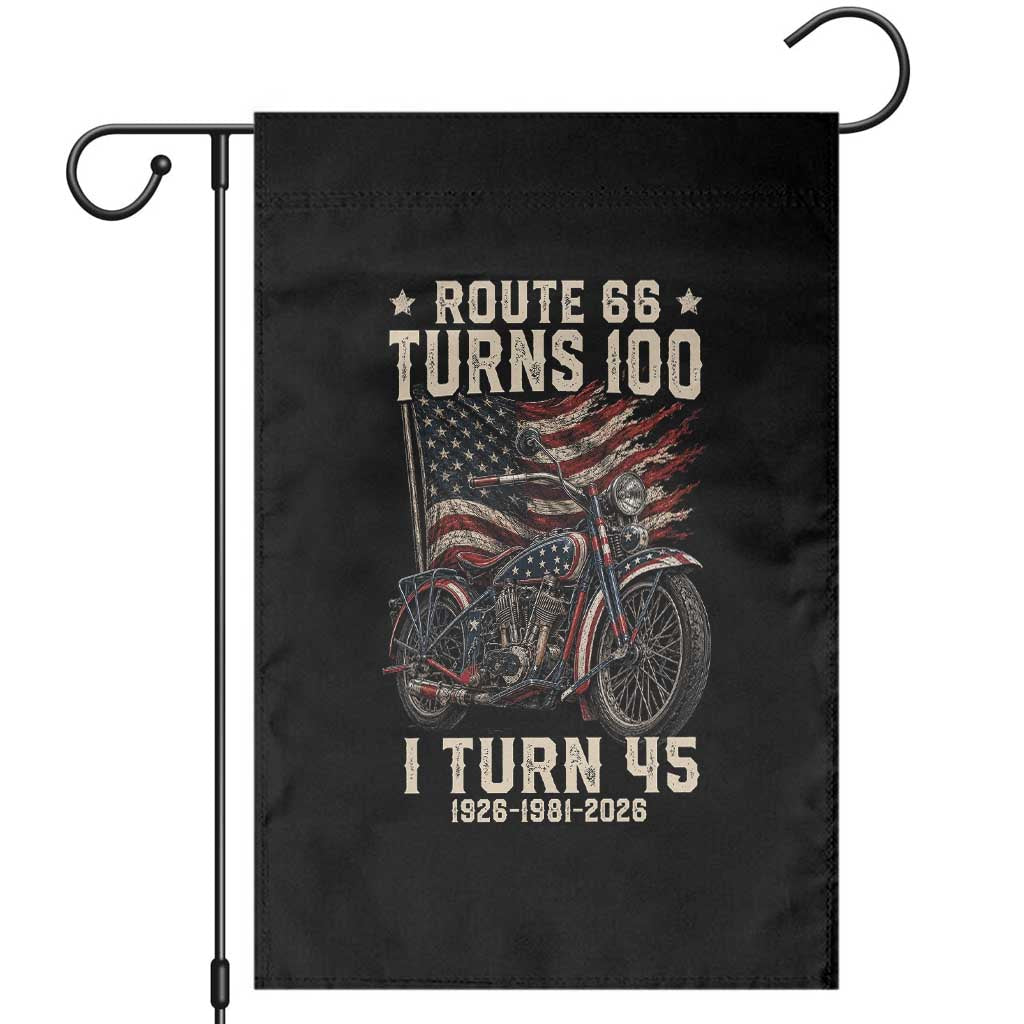 Route Highway 66 Turns 100 I Turn 45 Garden Flag Vintage 1981 American Classic V-Twin Motorcycle Lover 45th Birthday Gift TS14 Black Print Your Wear