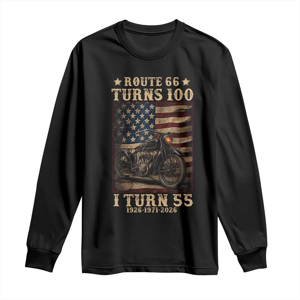 Route Highway 66 Turns 100 I Turn 55 Long Sleeve Shirt Vintage 1971 American Motorcycle Lover 55th Birthday Gift TS14 Black Print Your Wear