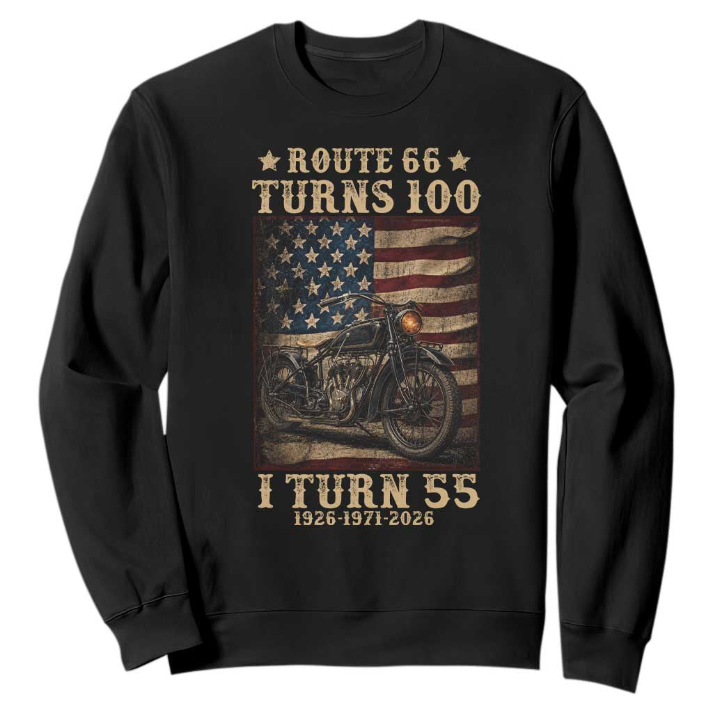 Route Highway 66 Turns 100 I Turn 55 Sweatshirt Vintage 1971 American Motorcycle Lover 55th Birthday Gift TS14 Black Print Your Wear