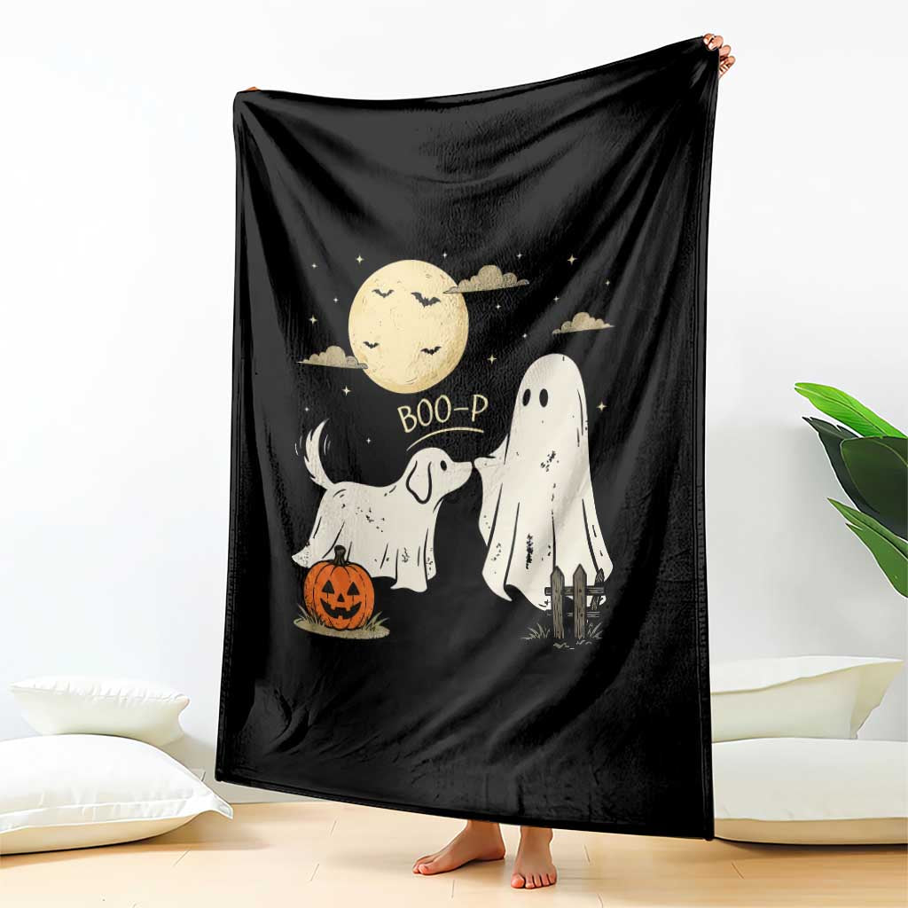 Boo Boo-p Dog Ghost Throw Blanket Funny Halloween Dog Lovers