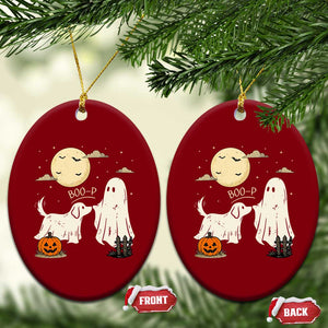 Boo Boo-p Dog Ghost Ceramic Ornament Funny Halloween Dog Lovers