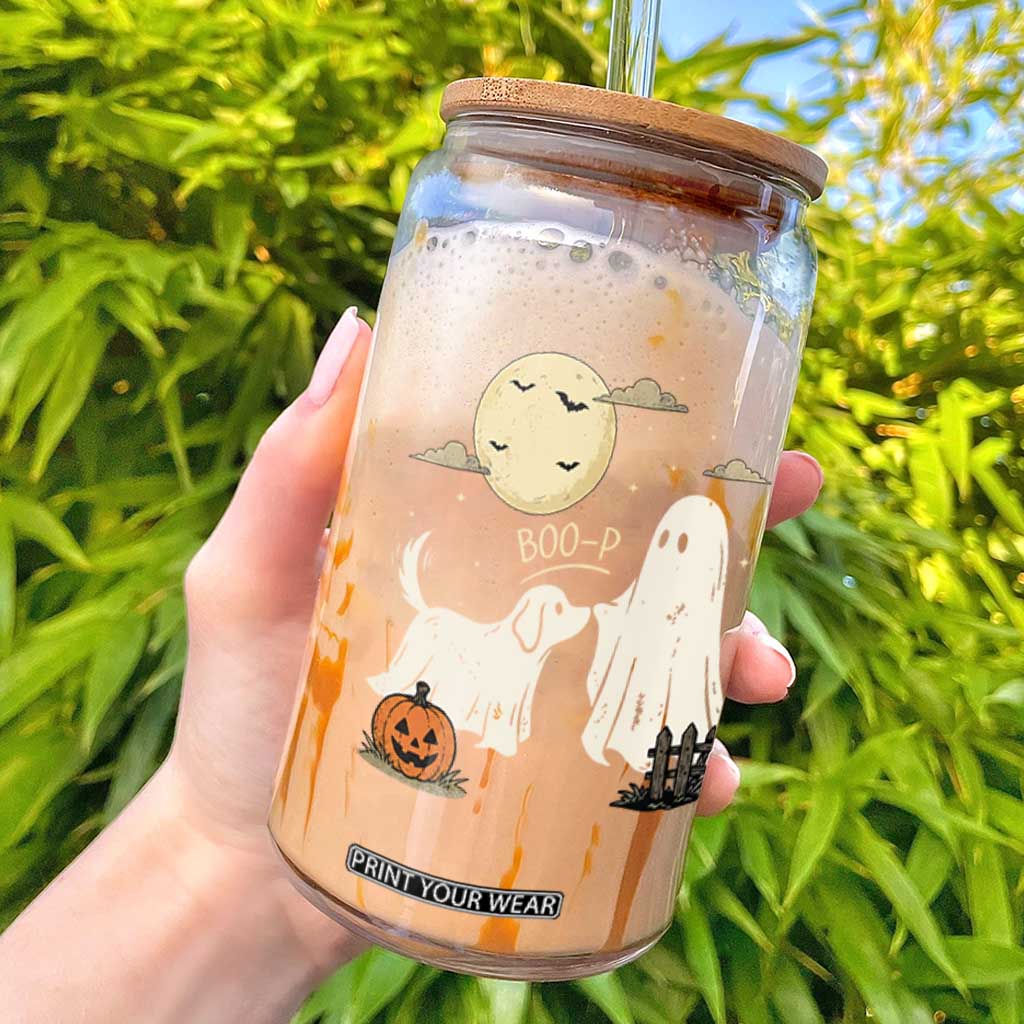 Boo Boo-p Dog Ghost Glass Can Funny Halloween Dog Lovers