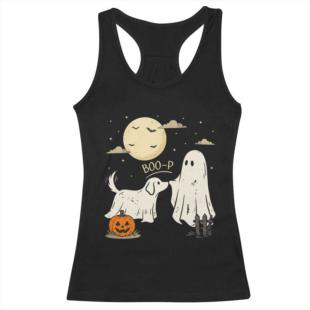Boo Boo-p Dog Ghost Racerback Tank Top Funny Halloween Dog Lovers