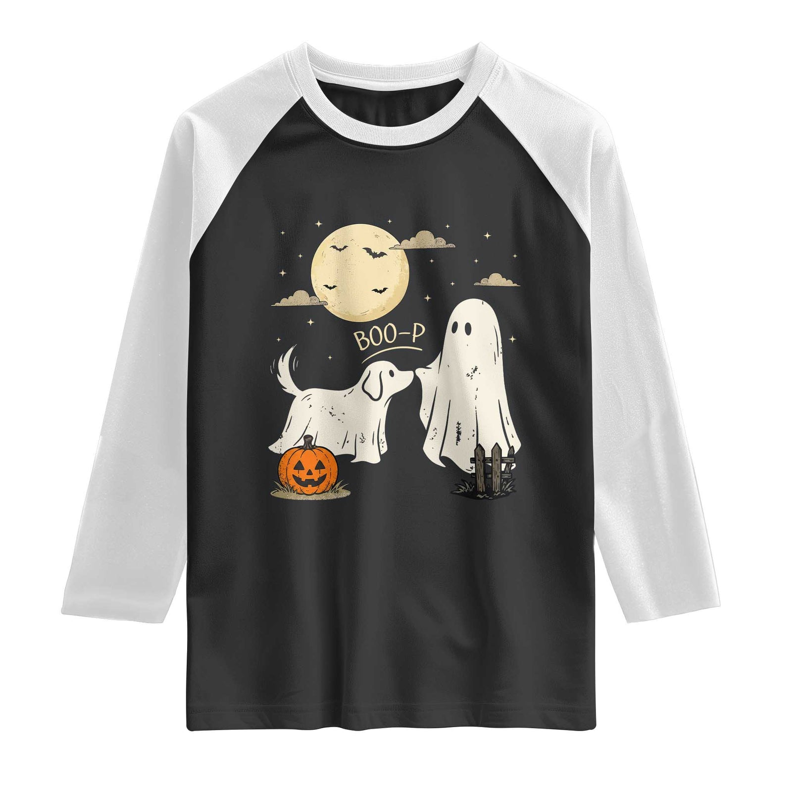 Boo Boo-p Dog Ghost Raglan Shirt Funny Halloween Dog Lovers
