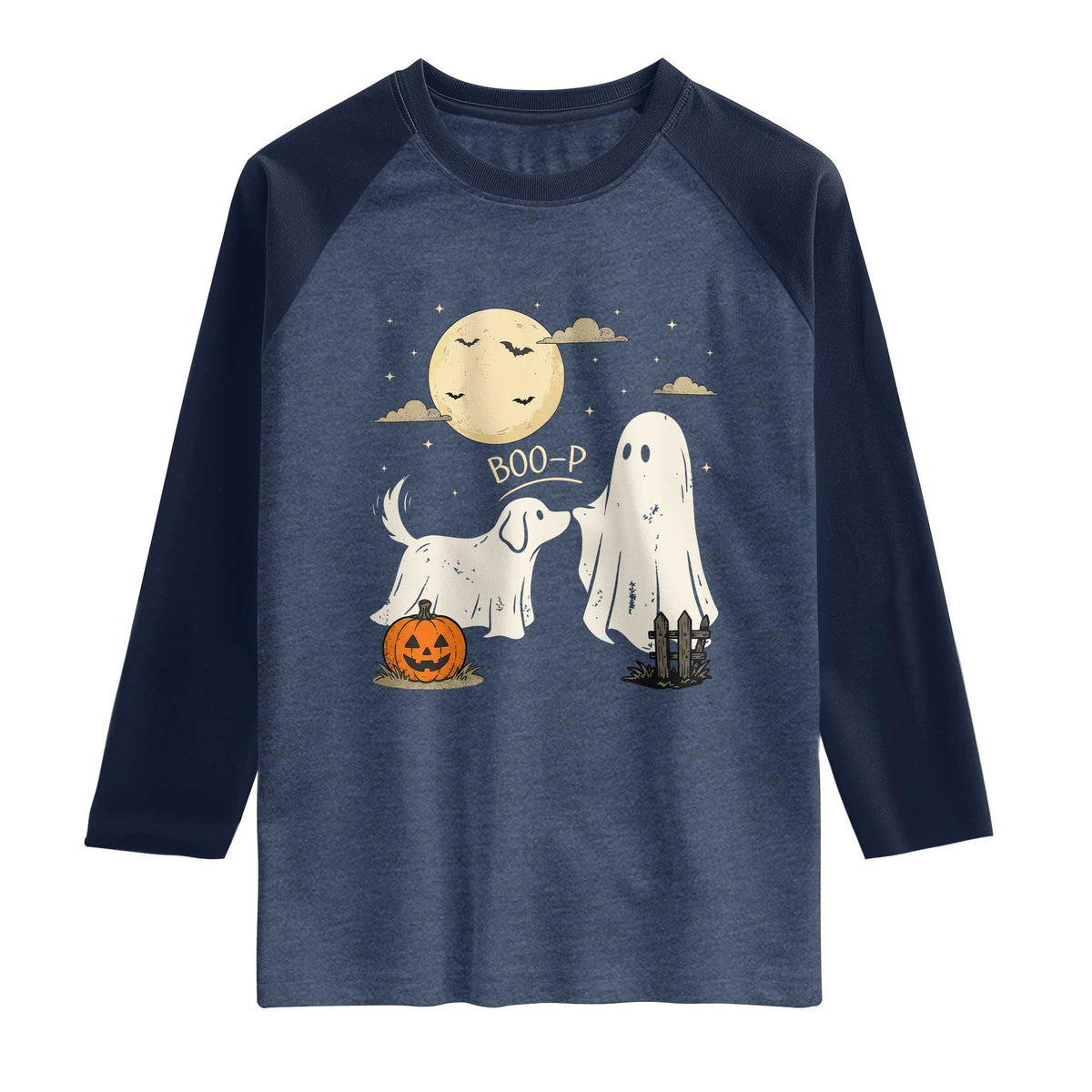 Boo Boo-p Dog Ghost Raglan Shirt Funny Halloween Dog Lovers