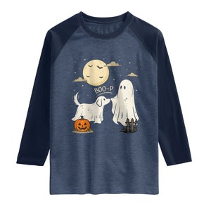 Boo Boo-p Dog Ghost Raglan Shirt Funny Halloween Dog Lovers