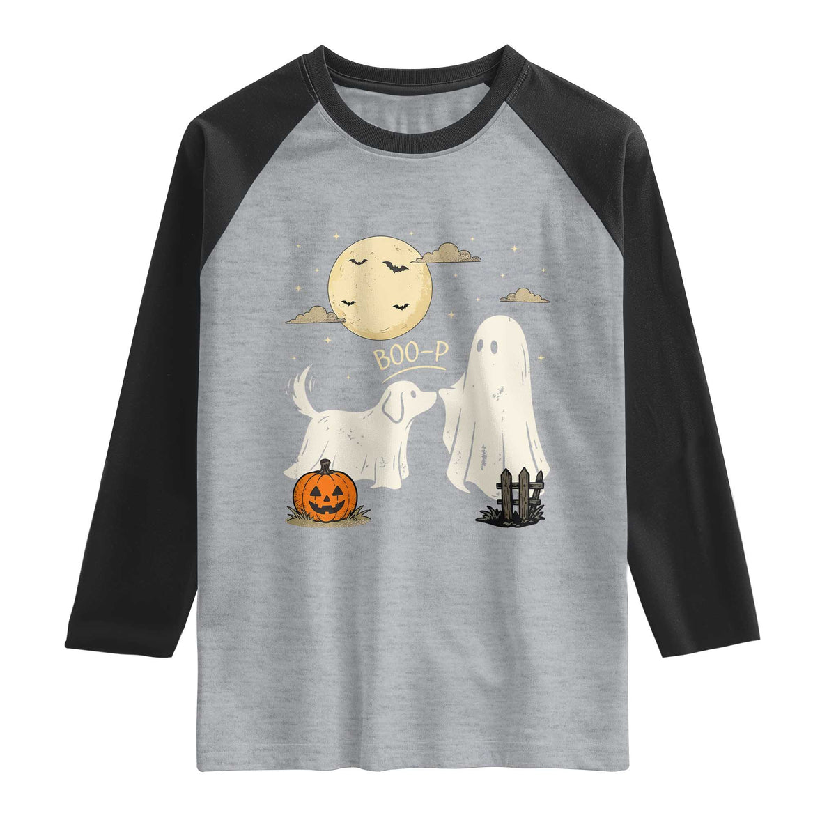 Boo Boo-p Dog Ghost Raglan Shirt Funny Halloween Dog Lovers