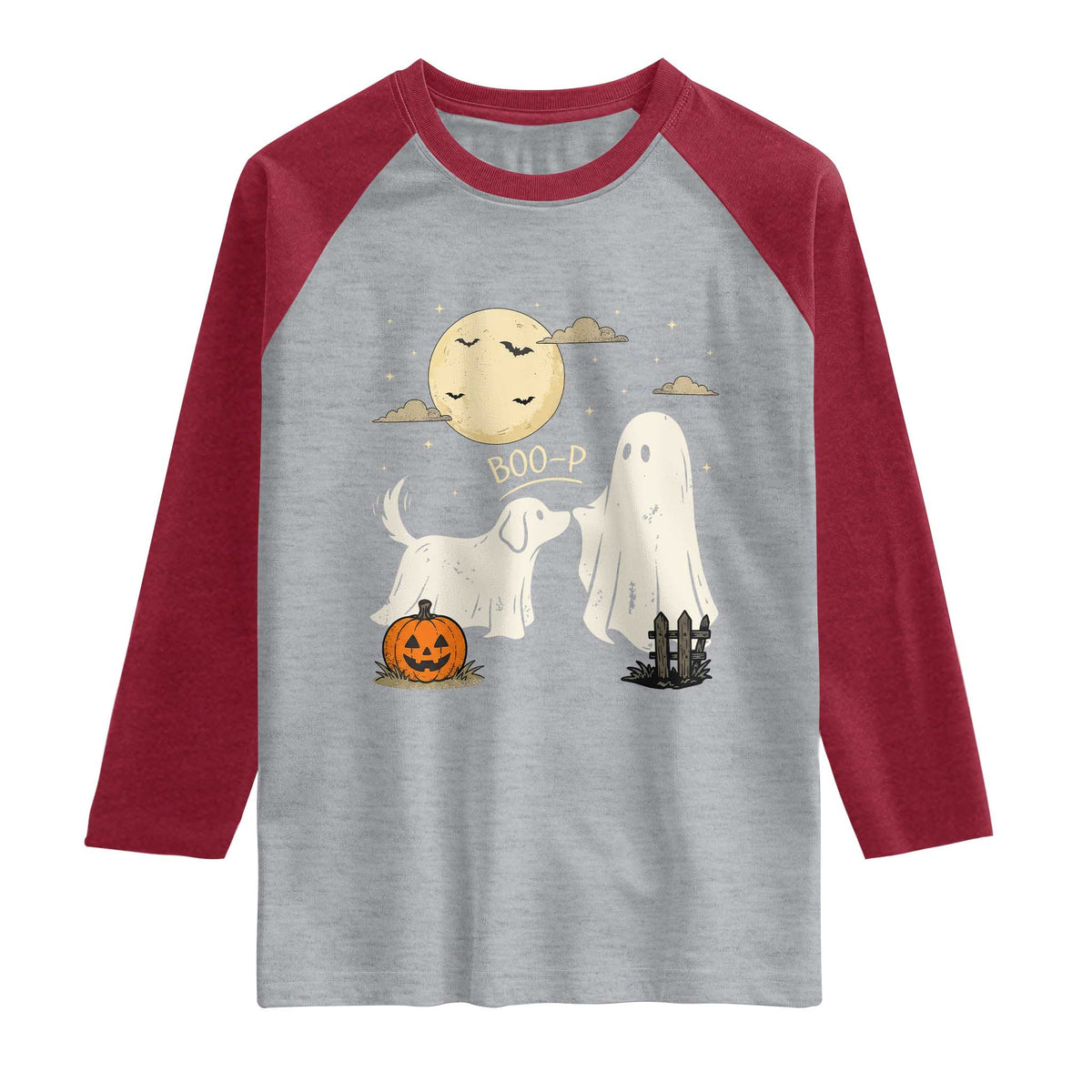 Boo Boo-p Dog Ghost Raglan Shirt Funny Halloween Dog Lovers