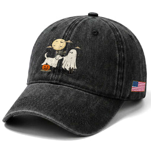 Boo Boo-p Dog Ghost Washed Cotton Baseball Cap Funny Halloween Dog Lovers