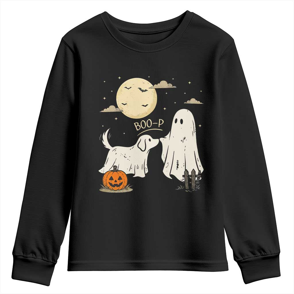 Boo Boo-p Dog Ghost Youth Sweatshirt Funny Halloween Dog Lovers