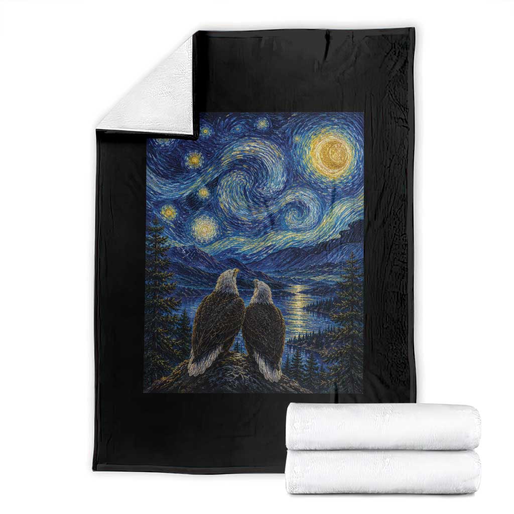 Jackie and Shadow Bald Eagles of Big Bear Lake Starry Night Style Throw Blanket