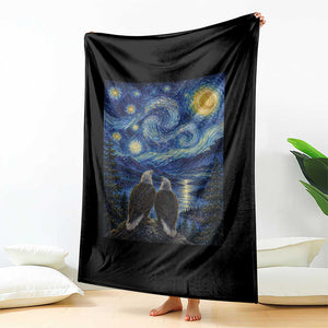 Jackie and Shadow Bald Eagles of Big Bear Lake Starry Night Style Throw Blanket