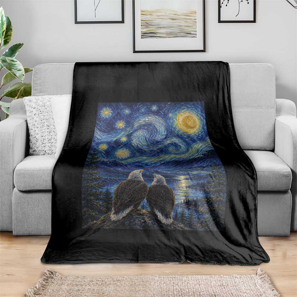Jackie and Shadow Bald Eagles of Big Bear Lake Starry Night Style Throw Blanket
