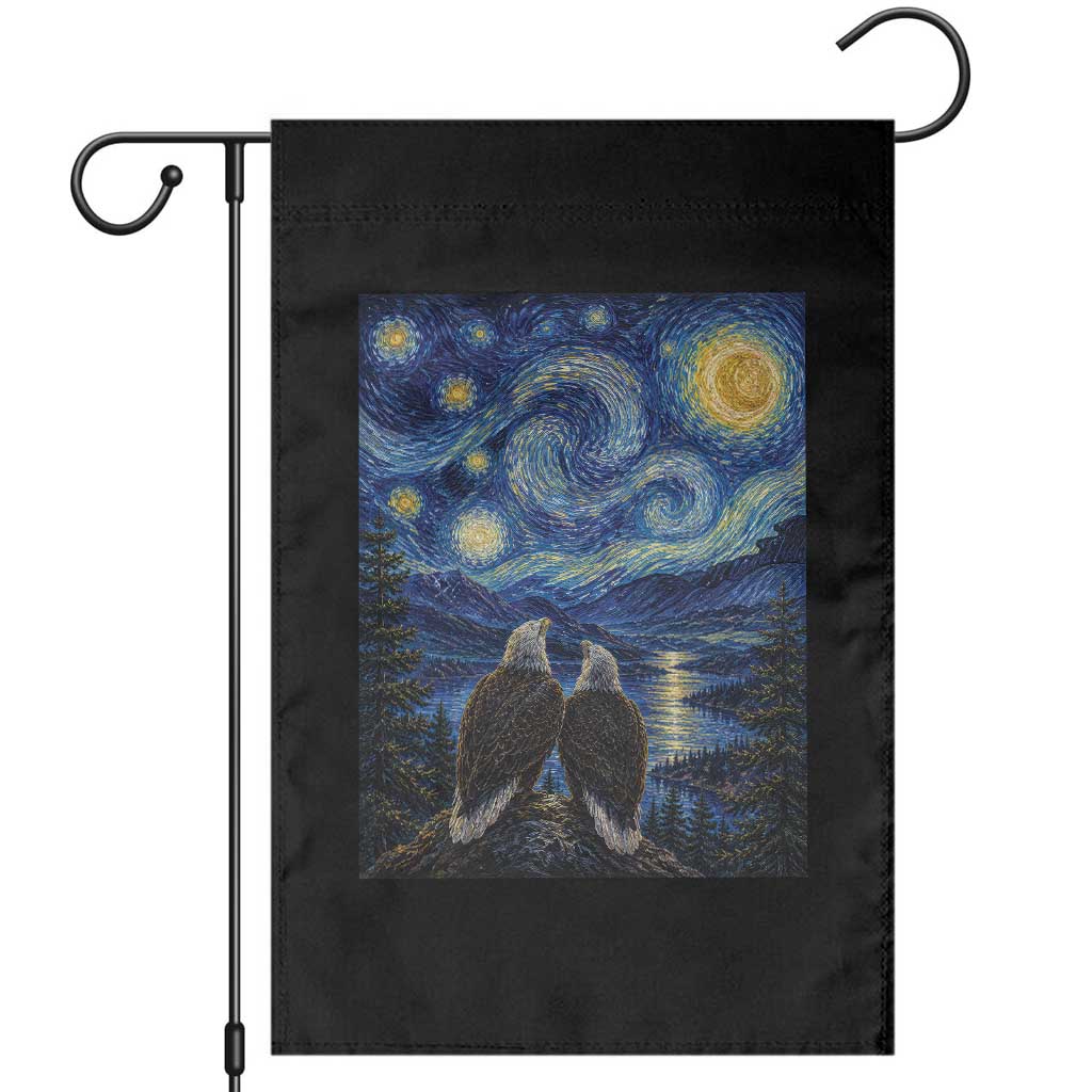 Jackie and Shadow Bald Eagles of Big Bear Lake Starry Night Style Garden Flag