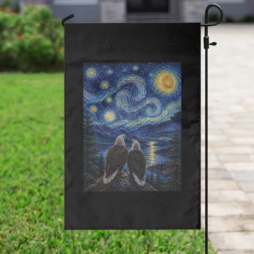 Jackie and Shadow Bald Eagles of Big Bear Lake Starry Night Style Garden Flag