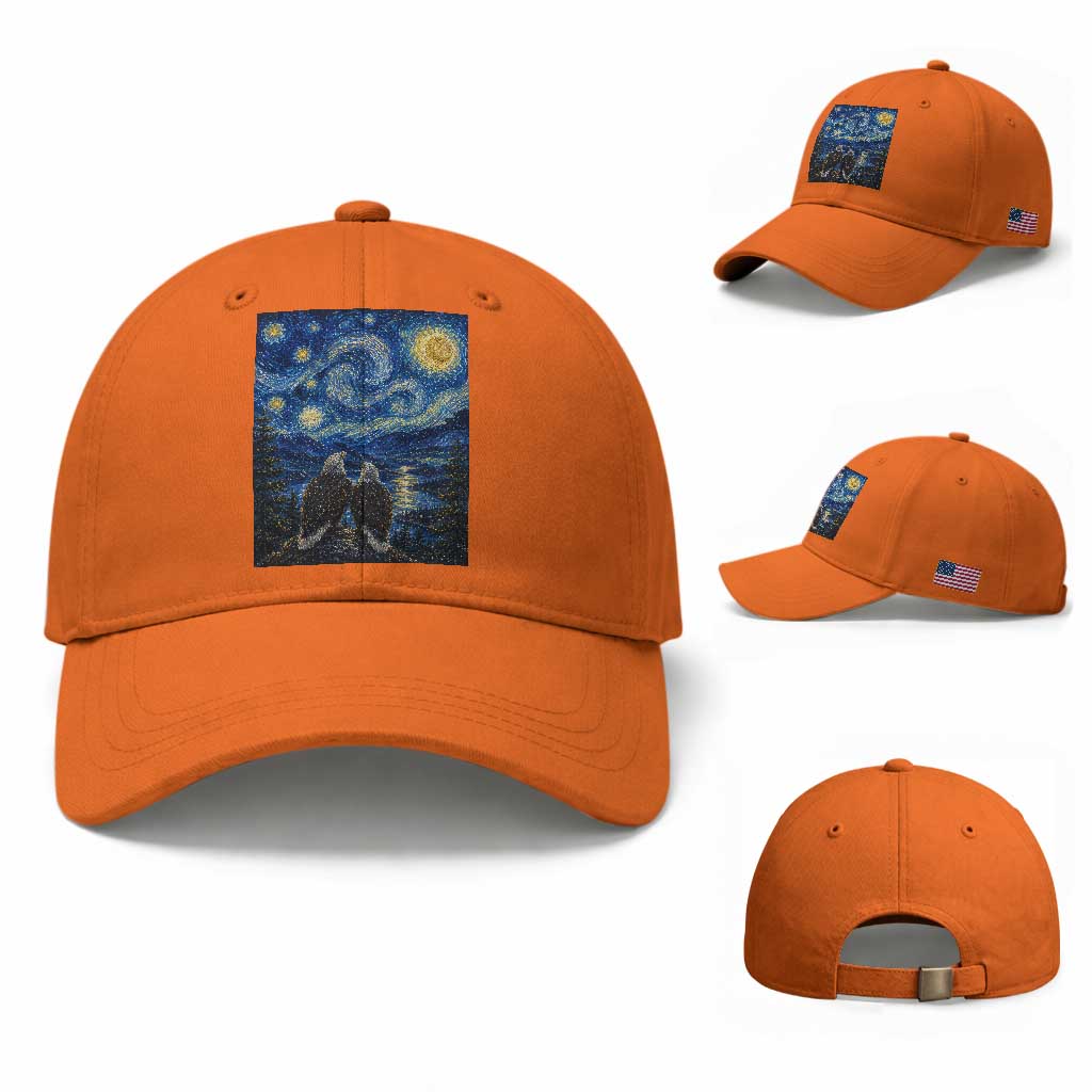 Jackie and Shadow Bald Eagles of Big Bear Lake Starry Night Style Baseball Cap