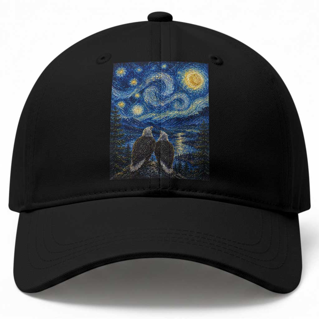 Jackie and Shadow Bald Eagles of Big Bear Lake Starry Night Style Baseball Cap