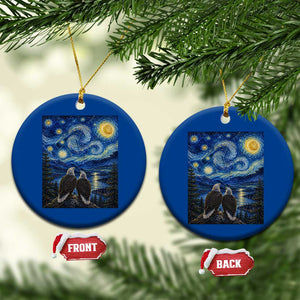 Jackie and Shadow Bald Eagles of Big Bear Lake Starry Night Style Ceramic Ornament