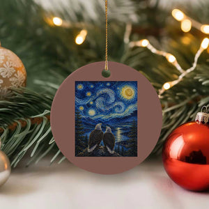 Jackie and Shadow Bald Eagles of Big Bear Lake Starry Night Style Ceramic Ornament