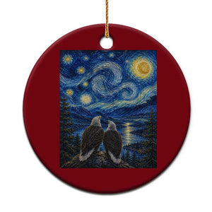 Jackie and Shadow Bald Eagles of Big Bear Lake Starry Night Style Ceramic Ornament