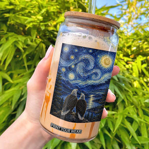 Jackie and Shadow Bald Eagles of Big Bear Lake Starry Night Style Glass Can