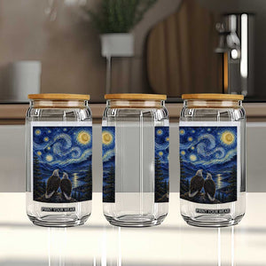 Jackie and Shadow Bald Eagles of Big Bear Lake Starry Night Style Glass Can