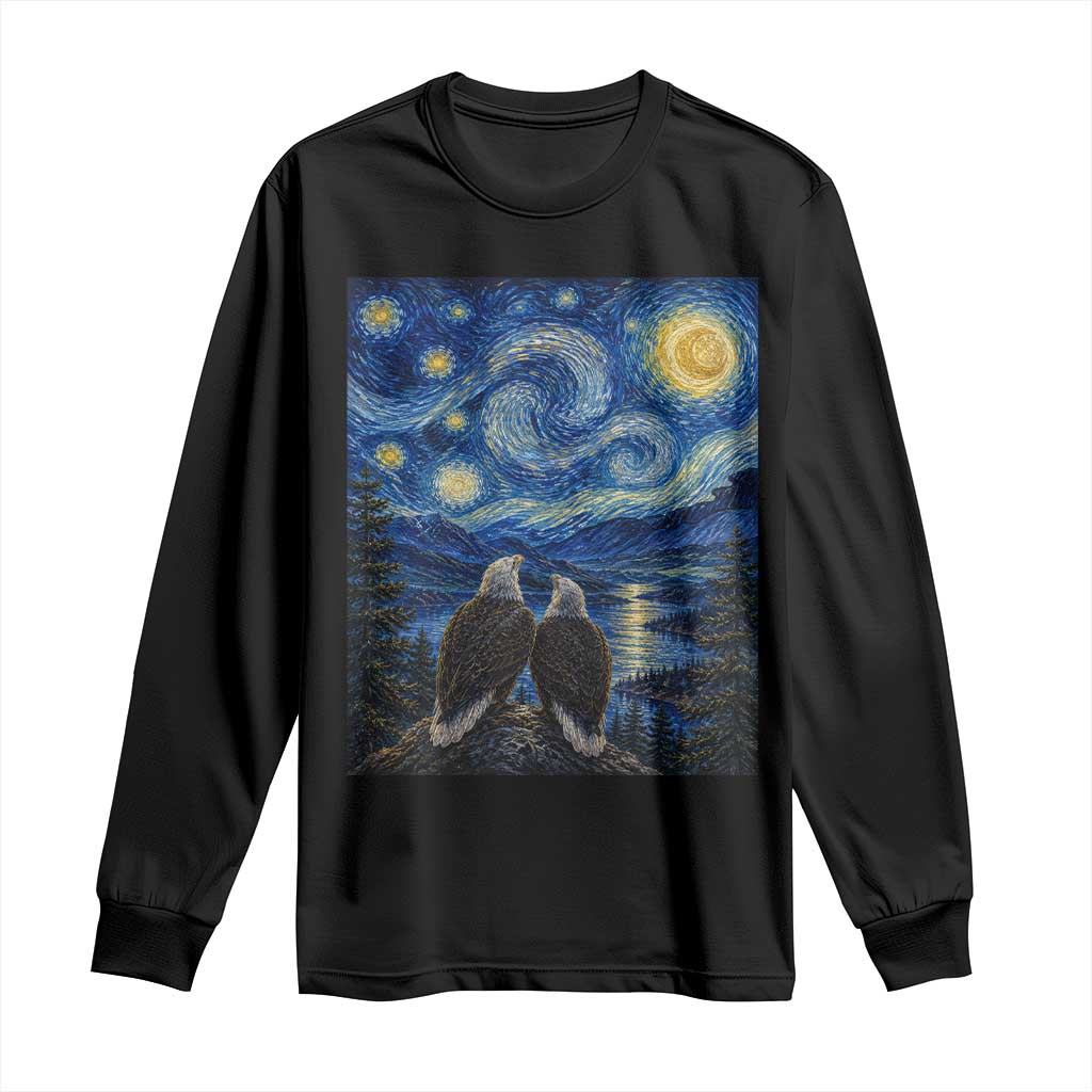 Jackie and Shadow Bald Eagles of Big Bear Lake Starry Night Style Long Sleeve Shirt