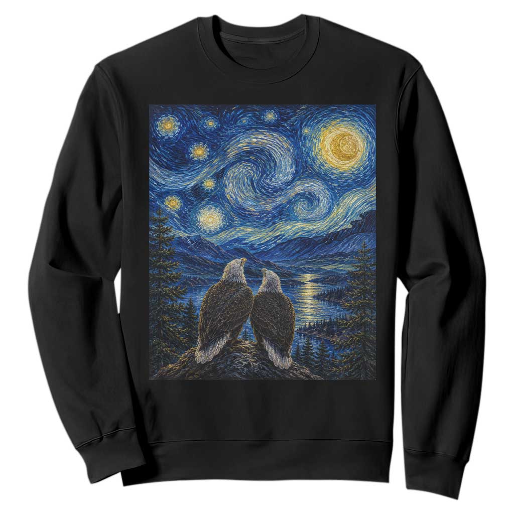 Jackie and Shadow Bald Eagles of Big Bear Lake Starry Night Style Sweatshirt