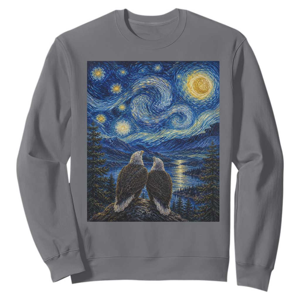 Jackie and Shadow Bald Eagles of Big Bear Lake Starry Night Style Sweatshirt