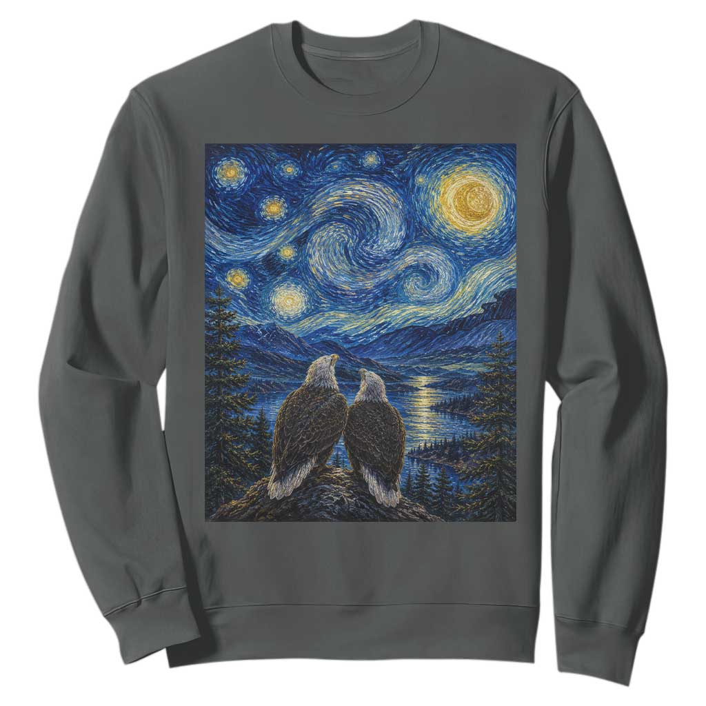 Jackie and Shadow Bald Eagles of Big Bear Lake Starry Night Style Sweatshirt