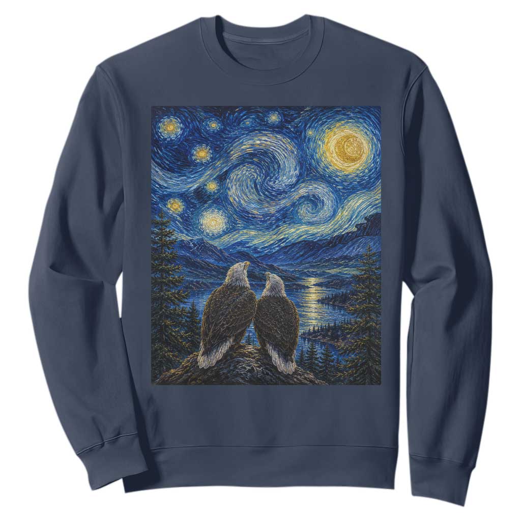 Jackie and Shadow Bald Eagles of Big Bear Lake Starry Night Style Sweatshirt