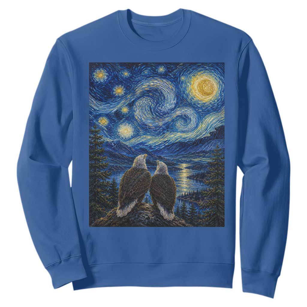 Jackie and Shadow Bald Eagles of Big Bear Lake Starry Night Style Sweatshirt