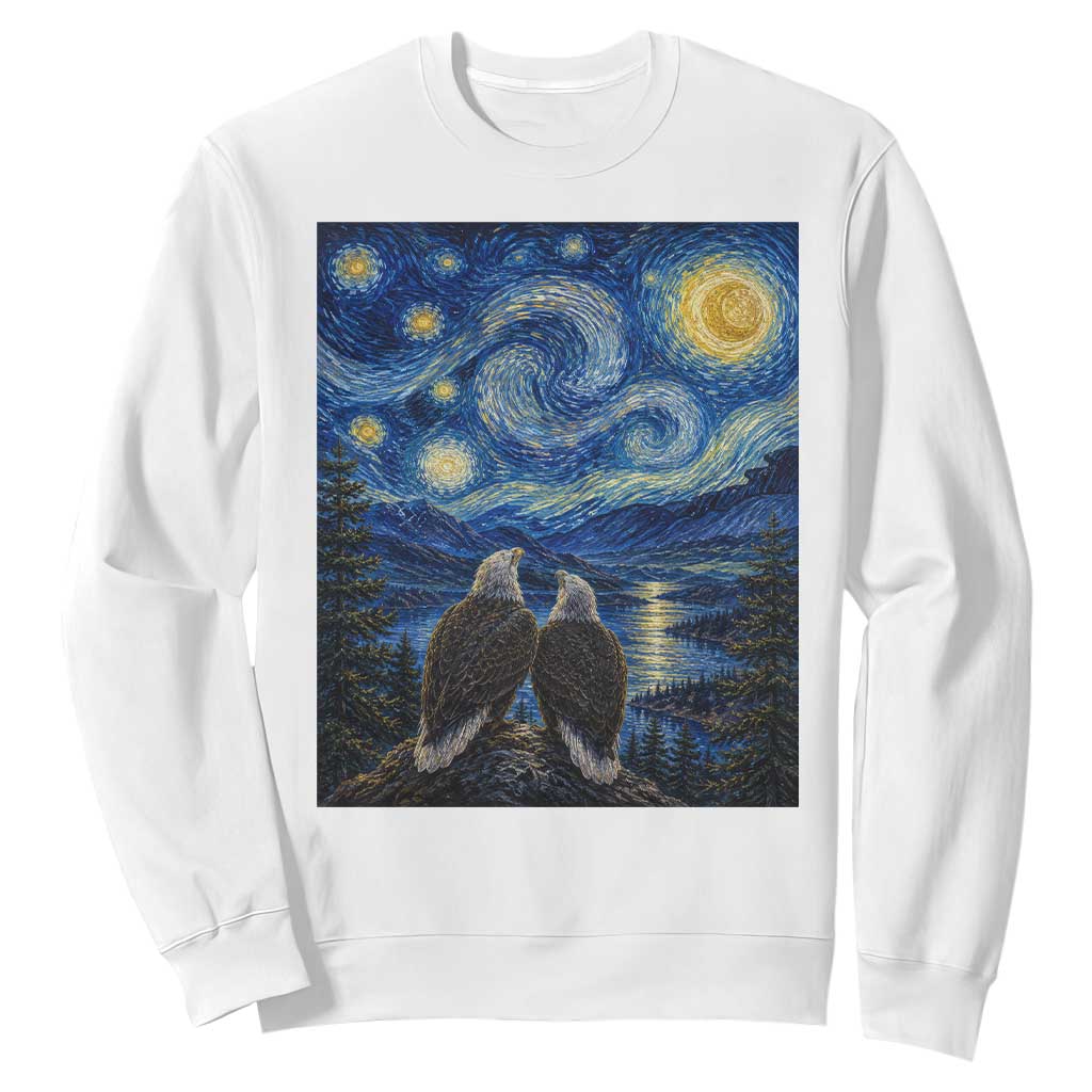 Jackie and Shadow Bald Eagles of Big Bear Lake Starry Night Style Sweatshirt