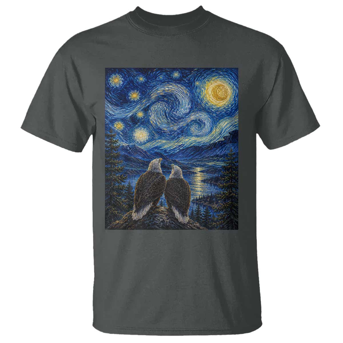 Jackie and Shadow Bald Eagles of Big Bear Lake Starry Night Style T Shirt