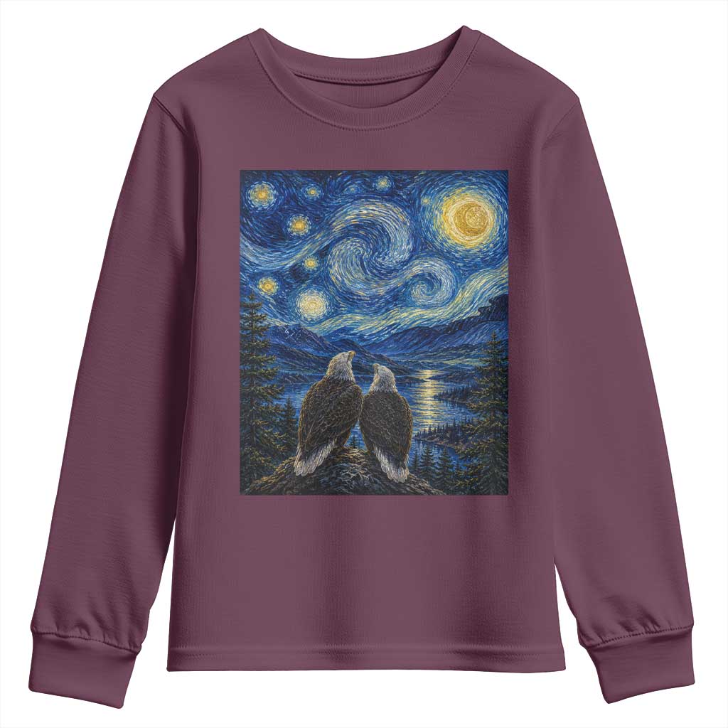 Jackie and Shadow Bald Eagles of Big Bear Lake Starry Night Style Youth Sweatshirt