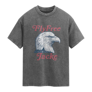 Fly Free Jackie Bald Eagle Memorial Washed Cotton T-Shirt